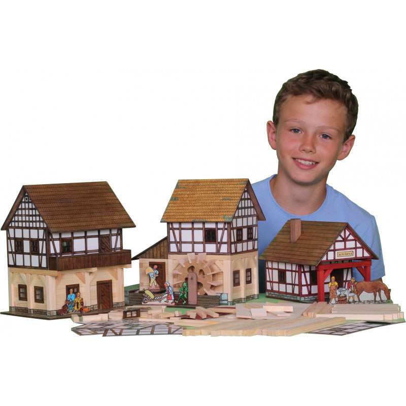 Set constructie arhitectura Granar cu grinzi, 115 piese din lemn, Walachia